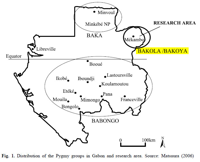 Bakoya pygmies map